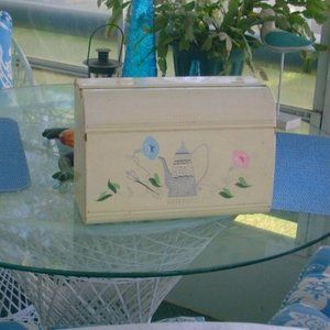 ❤️1940 METAL PAINTED WITH FLOWERS KITCHEN WAX PAPER & PAPER TOWEL HOLDER Saran